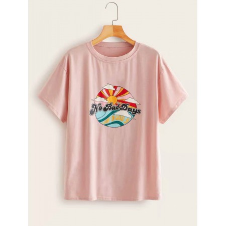 Summer Hot Style Print Simple Round Neck T-Shirt