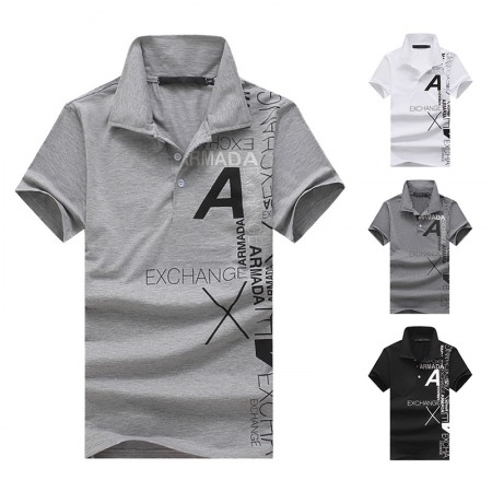 New Men's Style A Letter Printing Lapel Short-Sleeved Large Size T-Shirt