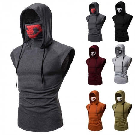 Large Size Hooded Fashion Sleeveless T-Shirt Men's Vest Sleeveless T-Shirts