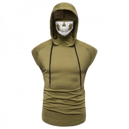 Men's Vest Sleeveless T-Shirt Large Size Hooded Masked Fashion Sleeveless T-Shirts