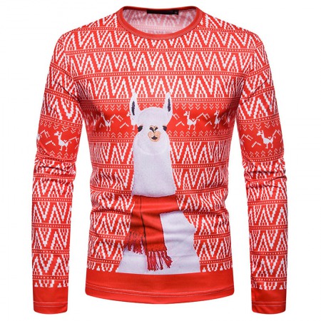 New 3D Personality Printing Fashion Men's Christmas Pattern Long-Sleeved T-Shirt