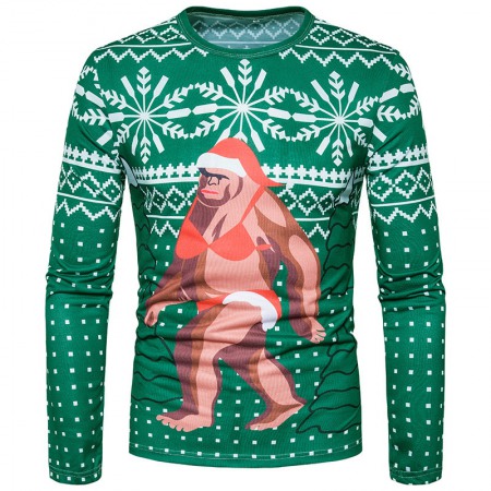 New Festive Santa Print Long Sleeve T-Shirt